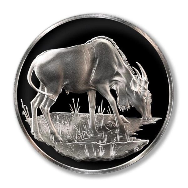 Franklin Mint - East African Wild Life Society - Eland - 1971 - 2 Ounce - Proof Silver Medallion