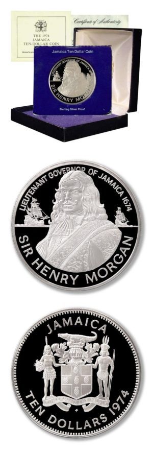 Jamaica - Sir Henry Morgan - $10 - 1974 - Silver Crown - Proof