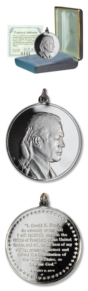 USA - 1974 Gerald R. Ford Presidential Inauguration Proof Silver Pendant - Box & COA
