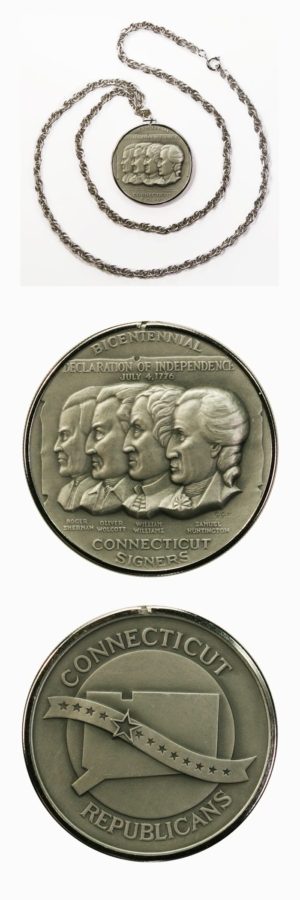 USA-Connecticut Signers-Declaration of Independence-1976-Sterling Silver Medal-24 Chain