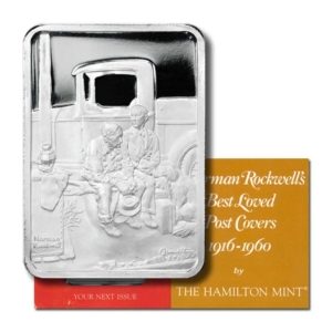 Hamilton Mint-Norman Rockwell-Best Loved Post Covers-1976 -Breaking Home Ties-1 Oz Silver