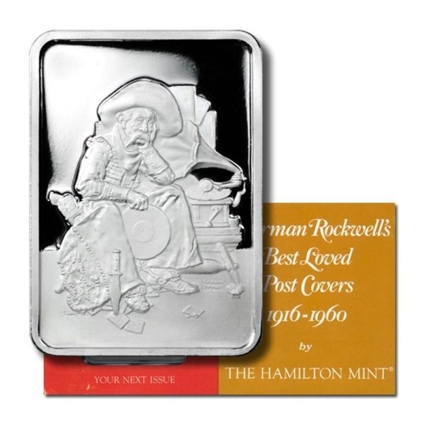 Hamilton Mint-Norman Rockwell-Best Loved Post Covers-1976 -Dreams of Long Ago-1 Oz Silver