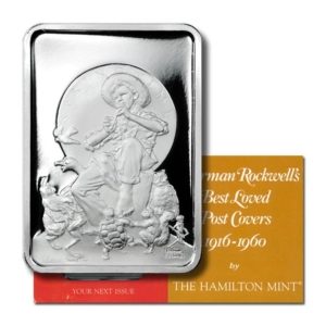Hamilton Mint - Norman Rockwell - Best Loved Post Covers - 1976  - Springtime - 1 Oz Silver
