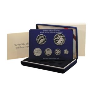 British Virgin Islands-Royal Silver Jubilee Set-6 Coins-1977 Franklin Mint-Proof-Box & COA