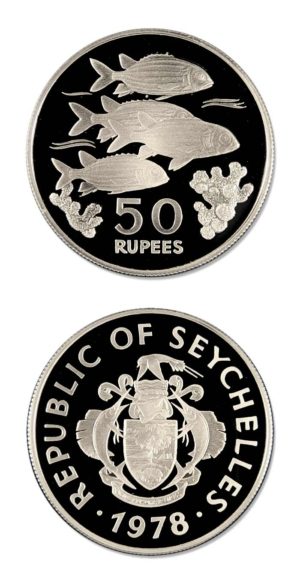 WWF - Seychelles - Squirrel Fish - 50 Rupees - 1978 - Proof Silver Crown