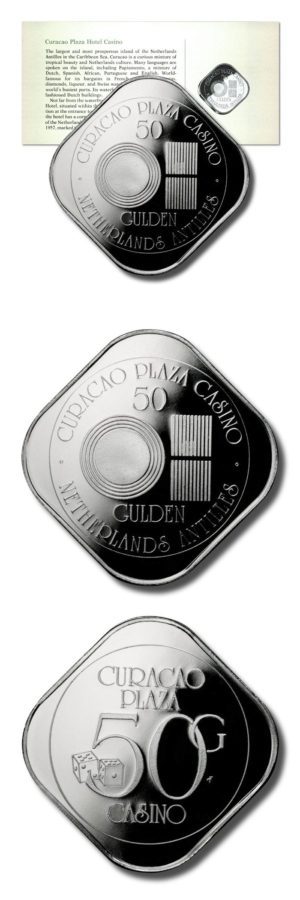 Gaming Token-Curacao Plaza Casino-Netherlands Antilles-50 Gulden-1979 Proof Sterling Silver
