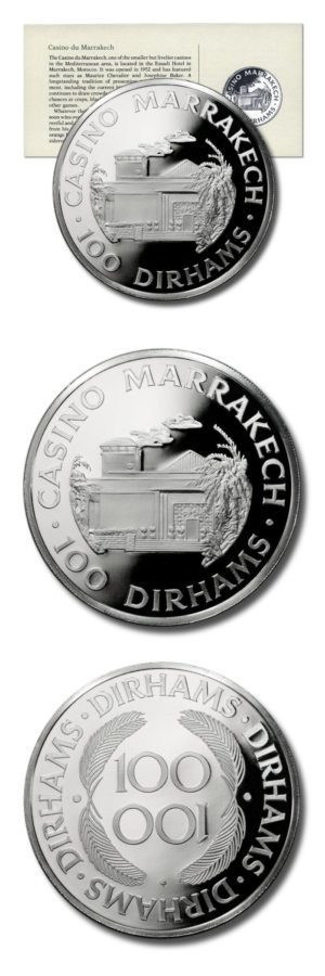 Gaming Token - Casino Marrakech - Morocco - 100 Dirhams - 1979 - Proof Sterling Silver