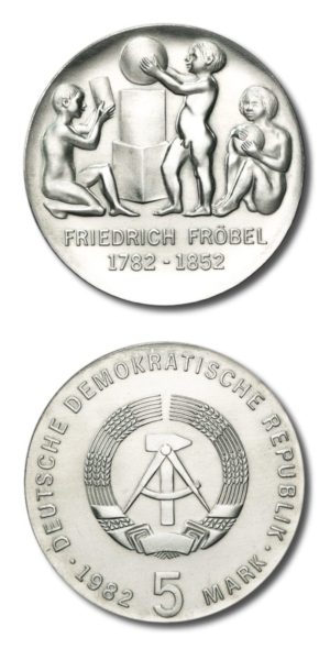 German Dem Republic - E Germany - 200th Anniversary Birth of Friedrick Frobel - 5 Mark - BU