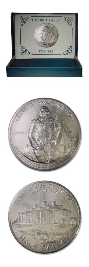 USA - George Washington Commemorative Uncirculated Silver Half - Dollar - 1982 - US Mint Box & COA