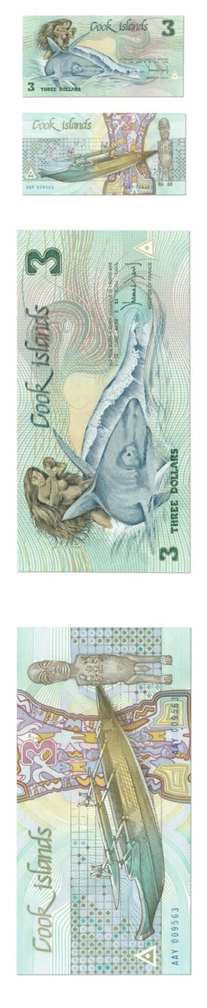 Cook Islands - Ina and the Shark - $3 - 1987(ND) - Pick 1 - Crisp Uncirculated