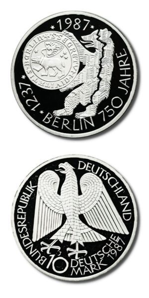 Germany - City of Berlin - Ten Marks - 1987J - KM-166 - Proof