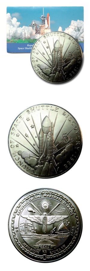 Republic of the Marshall Islands - Launch of the Space Shuttle Discovery - $5  - 1988 - Uncirculated