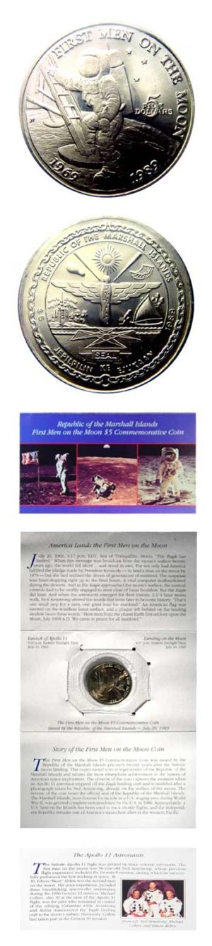 Marshall Islands - First Man on the Moon Commemorative - $5 - 1989 - BU - Folder