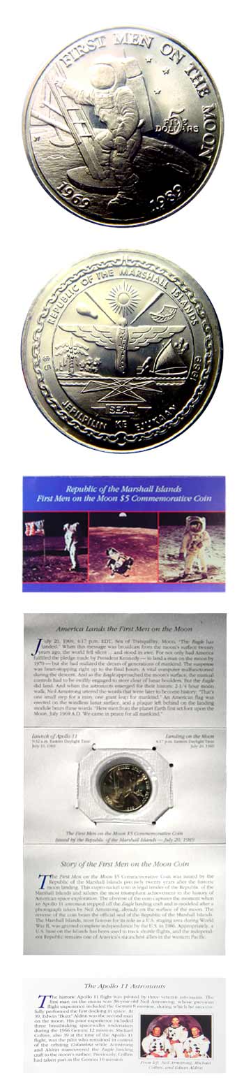 Rep Marshall Islands First Men on the Moon $5 Commemorative Coin & Folder Set 