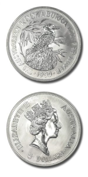 Australia - Kookaburra - Five Dollars - 1990 - Brilliant Uncirculated