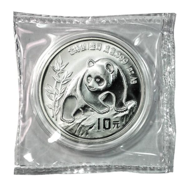 China - Silver Panda - 10 Yuan - 1990  - Large Date - UNC - KM276
