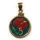Cook Islands - Enameled Jewelry - Coin Pendant - Hibiscus Flower - 5 Cents - 1992  - with Bezel