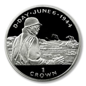Isle of Man - 50th Anniversary of D-Day - General Bradley - 1994 - Proof Silver Crown