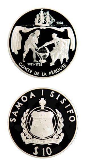 Western Samoa-Jean-Francois De Galoup Comte De La Perouse-$10-1994-Proof Silver Crown