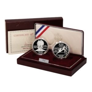 Atlanta Centennial Olympic Games-2 Coin Silver Proof-1995-Track & Cycling-US Mint Box-COA