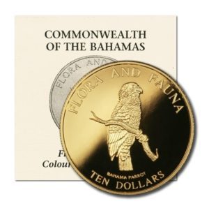 Bahamas - Parrot - $10 - 1995  - 1/2 Ounce Proof Gold Coin - KM-168 - Mintage 2