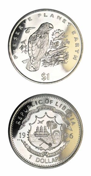 Liberia - African Gray Parrot Crown - 1996 - Uncirculated