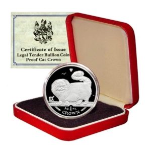 Isle of Man Cat Coins - Long-haired Smoke Cat - 1 Crown - 1997 - 1 oz. Proof .999 Silver - Box & COA