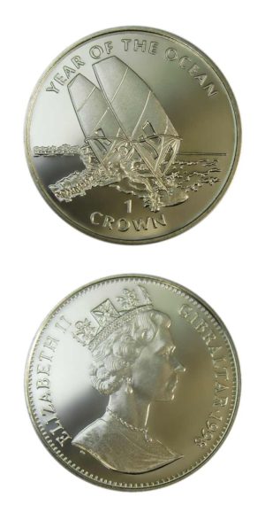 Gibraltar - Year Of The Ocean - Windsurfers - 1998 - One Crown - Uncirculated