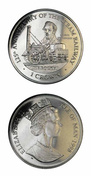 Isle of Man - Railroad Coin -  The Rocket - One Crown - 1998  - Brilliant Uncirculated