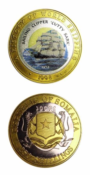 Somalia-History Of World Shipping-Sailing Clipper Cutty Sark-1998-250 Shillings-Bimetallic
