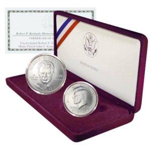 USA - JFK & Robert Kennedy Commemorative Uncirculated Silver Dollar & Half Dollar Set - 1998