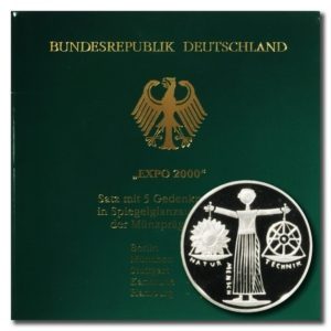 Germany  - Expo 2000 - 10 Mark - 2000 A-D-F-G-J - 5 Proof Silver Coin Folder
