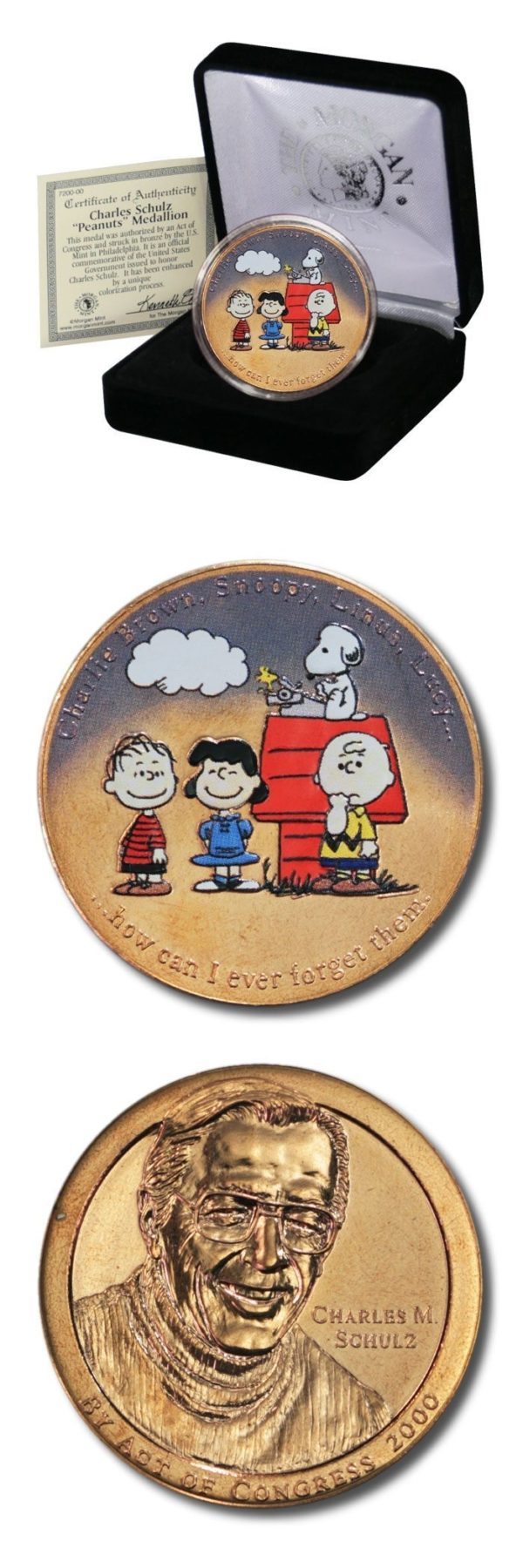 USA - Charles Schultz Peanuts Medallion - Official Congressional Medal - 2000 - Box & COA