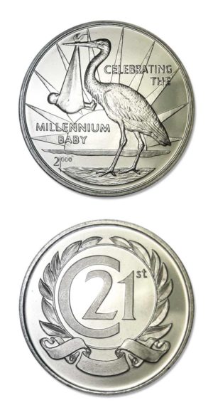 Celebrating The Millennium Baby Medallion - 21st Century Wreath Reverse - 2000 - BU