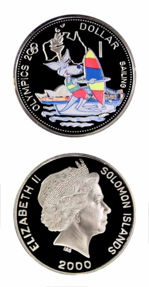 Solomon Islands - Olympic Sailing - 2000 - One Dollar - Proof Silver Crown
