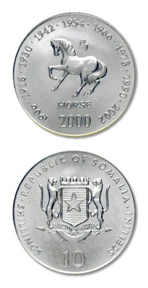 Somalia - Chinese Zodiac - Year Of The Horse - 10 Shillings - 2000 - Uncirculated