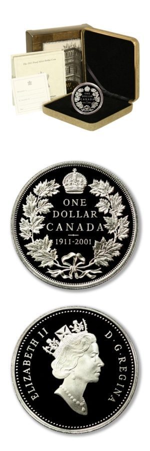 Canada - Restrike of the 1911 Proof Silver Dollar - $1 - 2001 - Mint Issued Presentation Case - COA