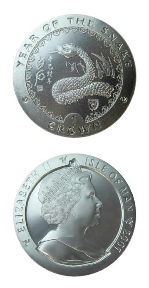 Isle of Man - Zodiac Coin - Year of the Snake - 2001 - One Crown - Prooflike - KM-1062