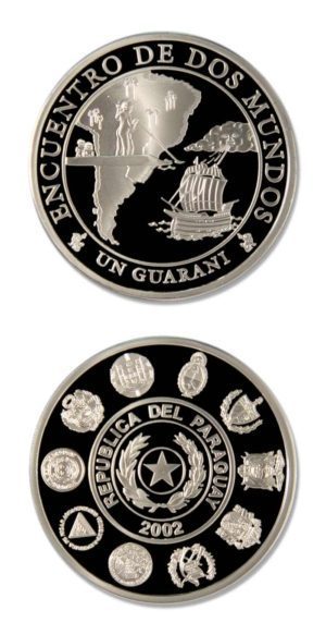 Paraguay - Encuentro De Dos Mundos - Un Guarani - 2002 - Proof Silver Crown