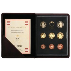 Austria - 8 Coin Proof Set - Euro - 2003  - Leather Case - Box & COA