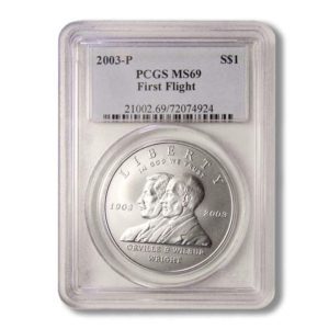 USA - First Flight Commemorative Silver Dollar - 2003 - PCGS MS69