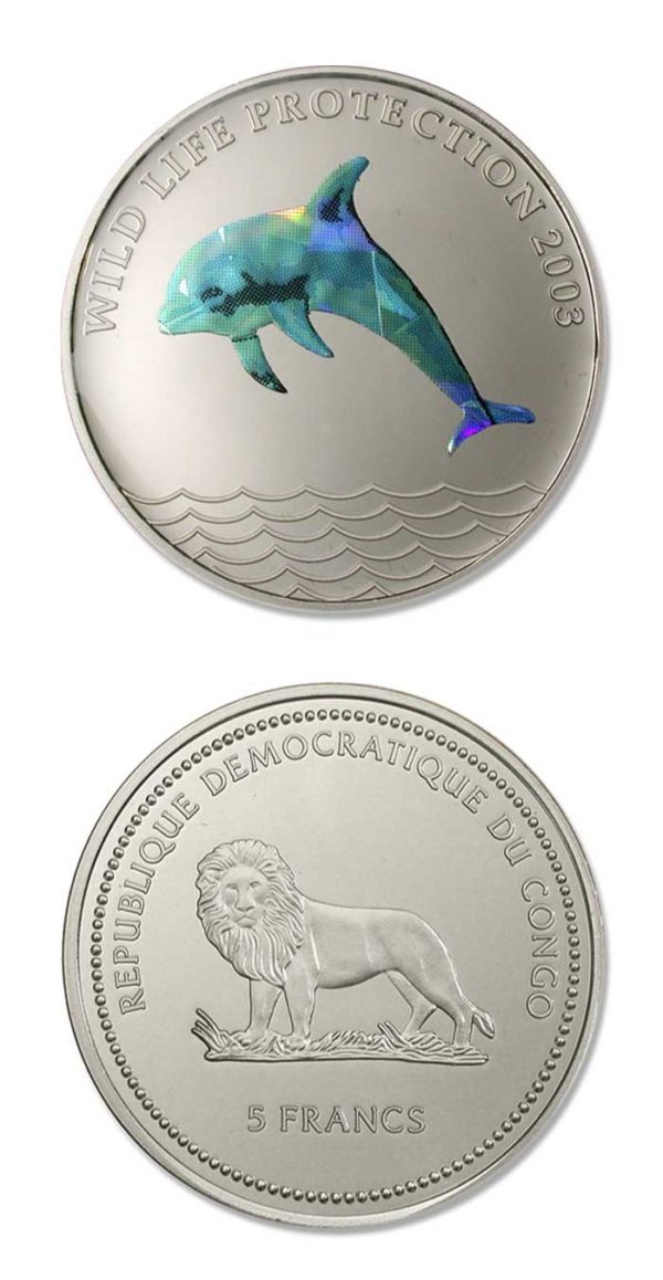 Democratic Republic Of Congo - Prism Porpoise (Dolphin) - 2003 - 5 Franc Crown - Br. Uncirculated