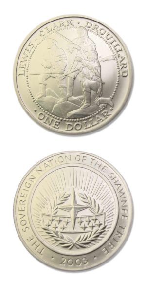Shawnee Nation - Lewis & Clark - Drouillard - 2003 - One Dollar Uncirculated Silver Crown - COA