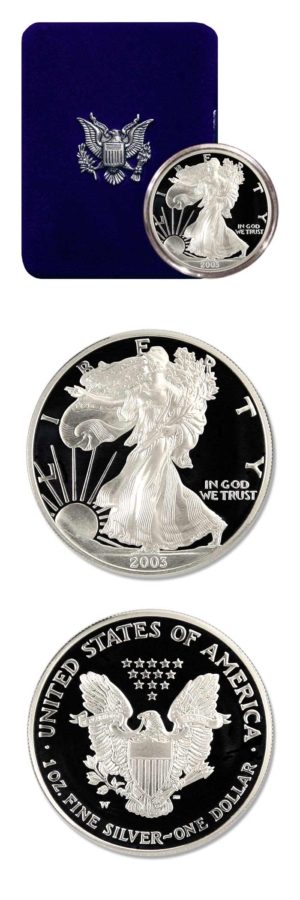 American Silver Eagle - 2003 - One Ounce Proof Silver Coin - Box & COA