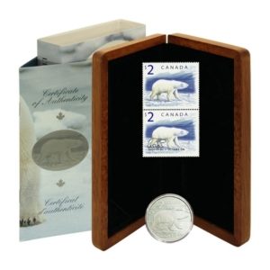 Canada - Polar Bear Coin & Stamp Set - $2 - 2004 - Wood Presentation Case - COA