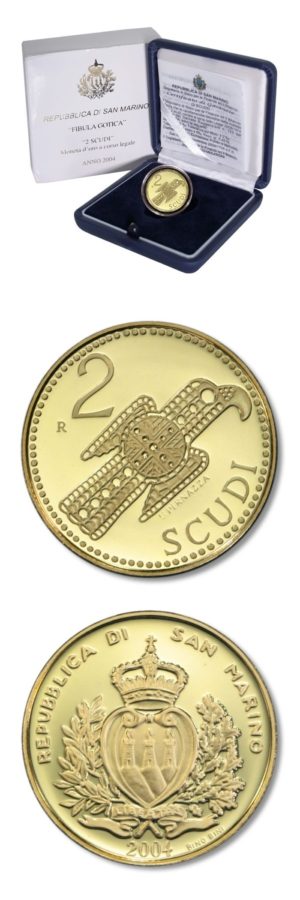 San Marino - Gothic Brooch - 2 Scudi - 2004 - Proof Gold Coin - Mint Box & COA