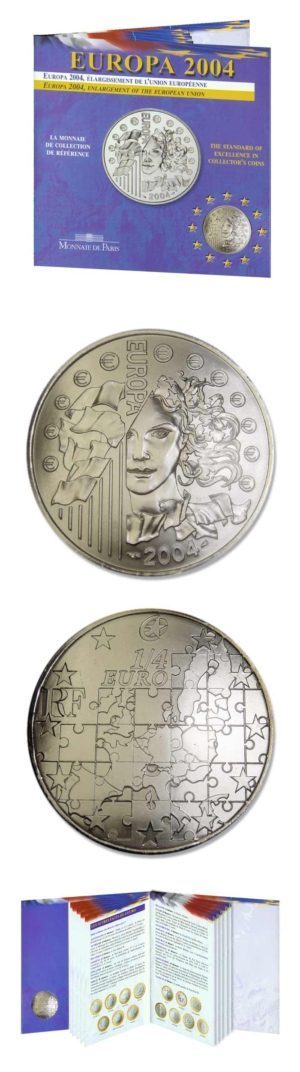 France - European Union Silver Crown - 1/4 Euro - 2004 - Brilliant Uncirculated - Folder