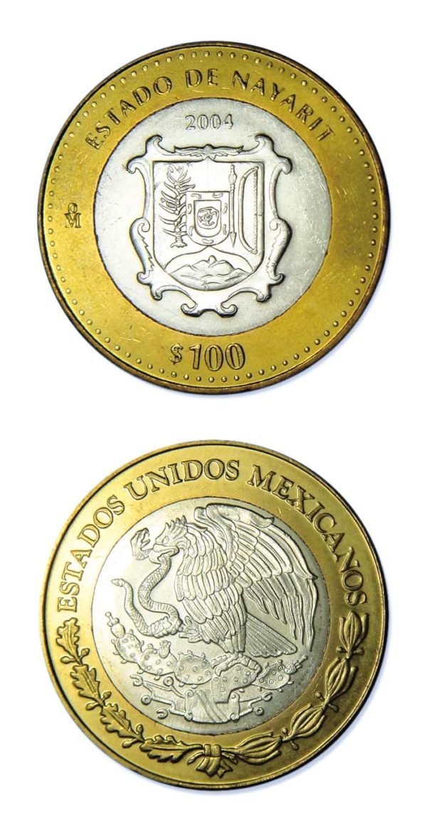 Mexico - State Of Nayarit - 2004 - 100 Pesos Silver & Brass Bimetallic Crown - 0.64865 ASW