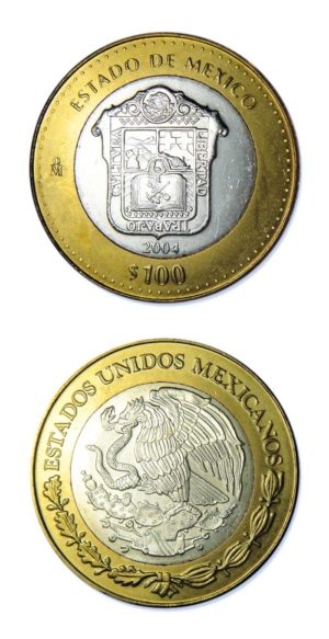 Mexico - State Of Mexico - 2004 - 100 Pesos Silver & Brass Bimetallic Crown - 0.64865 ASW