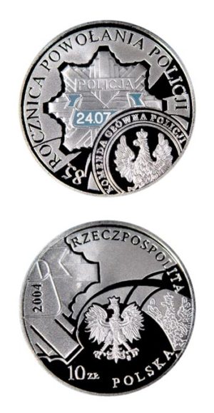 Poland - 85th Anniversary Police Commemorative - 2004 - 10 Zlotych - Proof Silver Crown